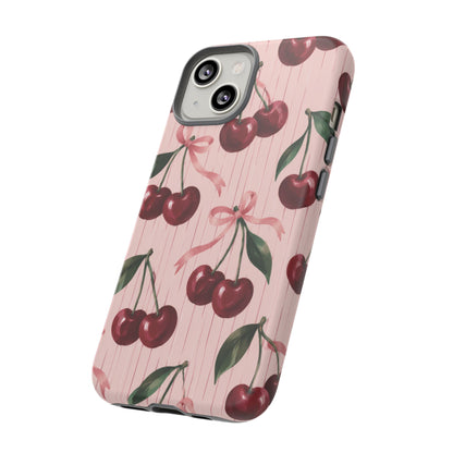 Cherry Ribbon iPhone Tough Case | cherry print