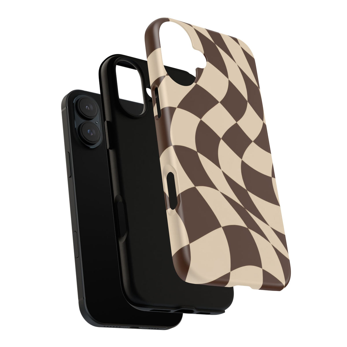 Espresso Wave iPhone Tough Case | brown checkerboard
