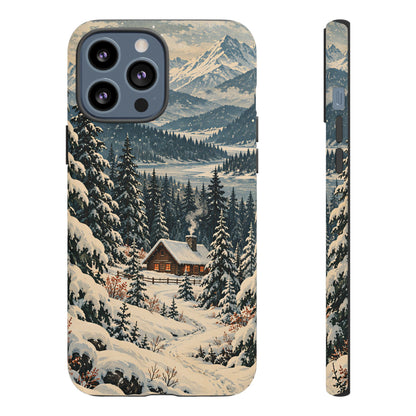 Vintage Winter Cabin Tough Phone Case