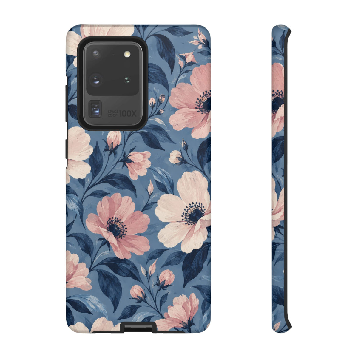 Dusk Blossom Samsung Galaxy Tough Case | Pink & Ivory Floral on Blue
