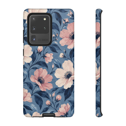 Dusk Blossom Samsung Galaxy Tough Case | Pink & Ivory Floral on Blue
