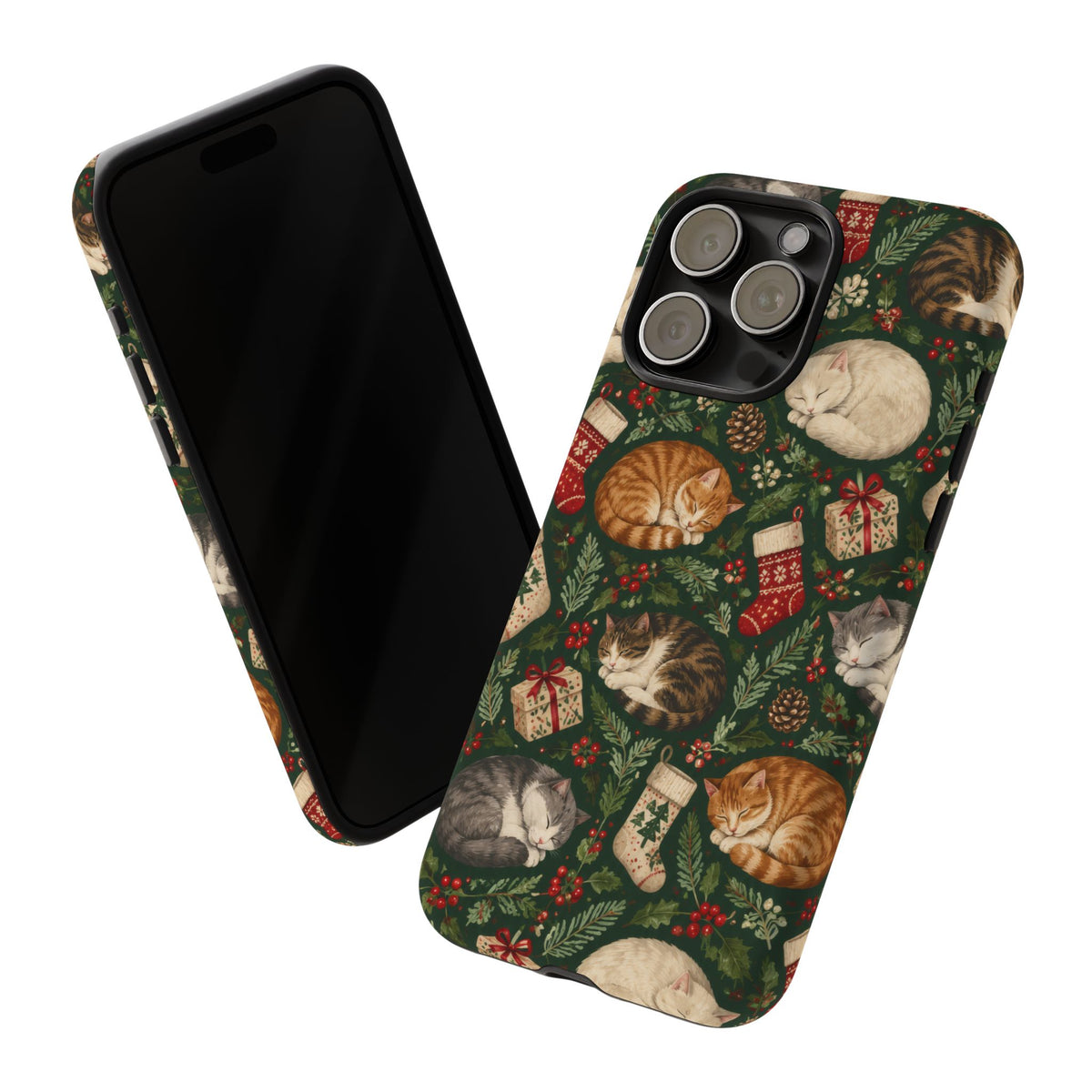 Christmas Cat Naps iPhone Tough Case | christmas cats