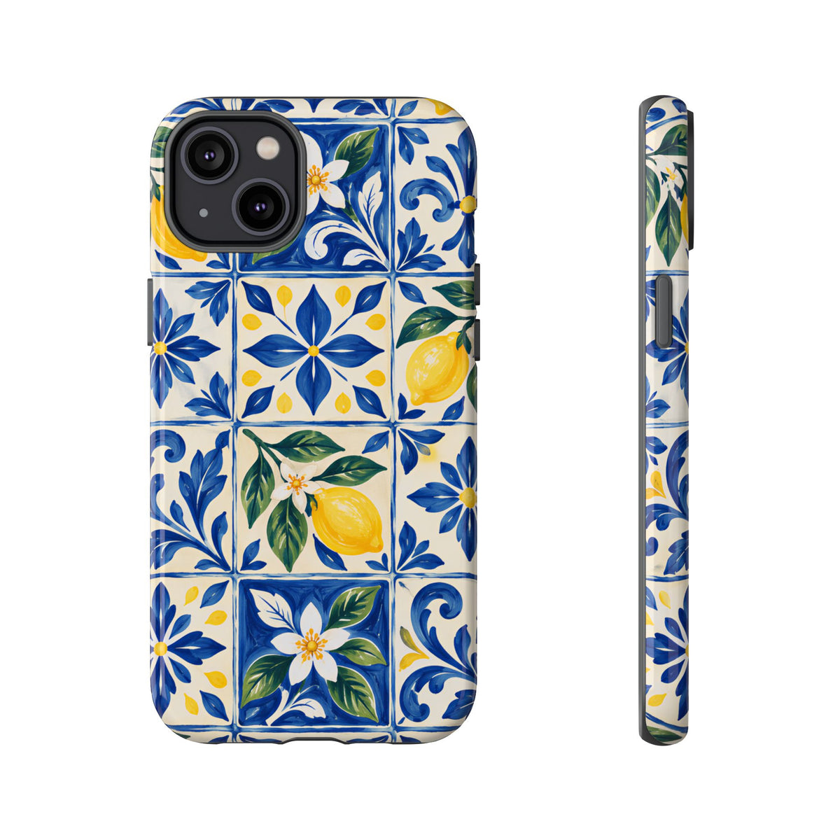 Blue Lemon Tile iPhone Tough Case | Azulejo Orchard