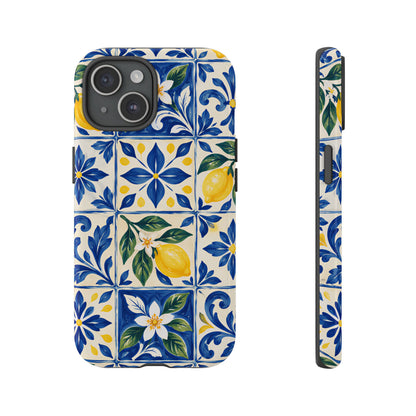 Blue Lemon Tile iPhone Tough Case | Azulejo Orchard