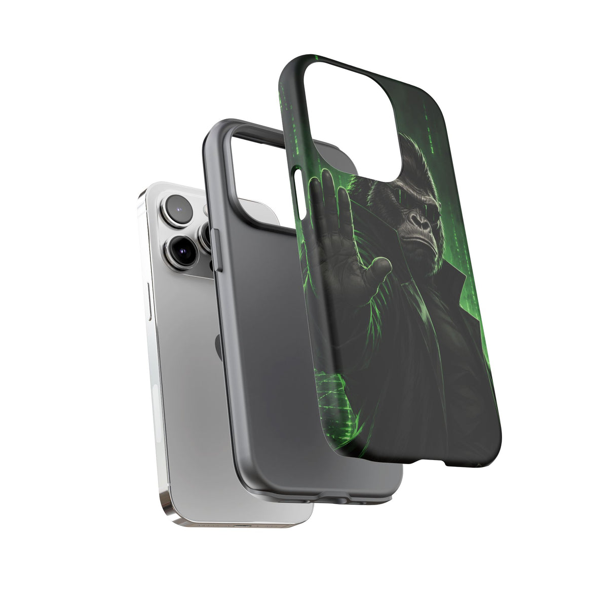 Cyberpunk Gorilla iPhone Tough Case | Neon Code Silverback