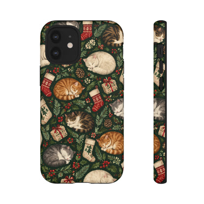 Christmas Cat Naps iPhone Tough Case | christmas cats