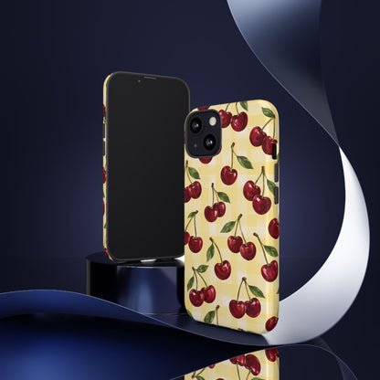 Cherry Gingham iPhone Tough Case | Cherry Picnic
