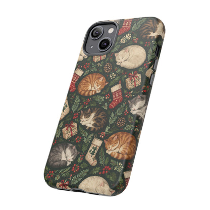 Christmas Cat Naps iPhone Tough Case | christmas cats