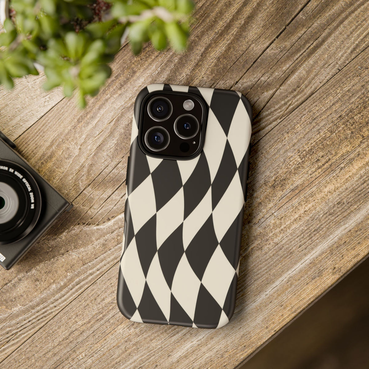 Harlequin Sway iPhone Tough Case | Black & White Harlequin