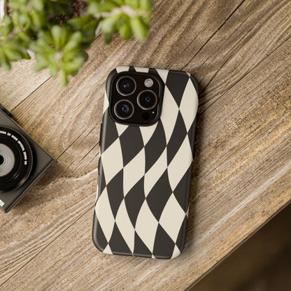 Harlequin Sway iPhone Tough Case | Black & White Harlequin