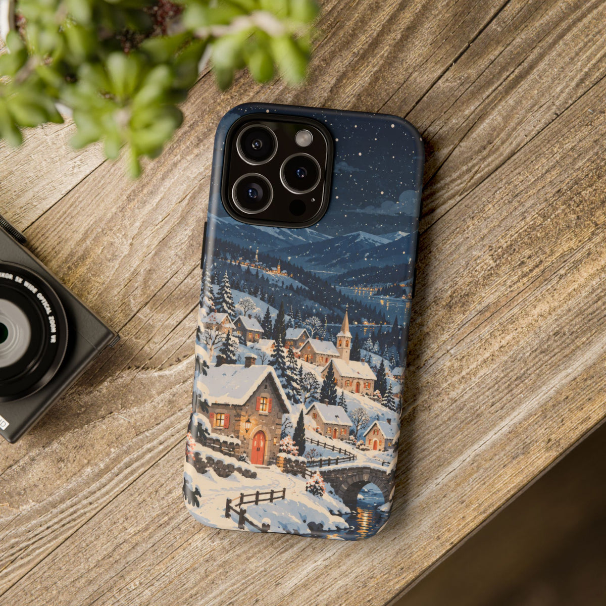 Snowfall on Juniper Lane iPhone Tough Case | christmas village