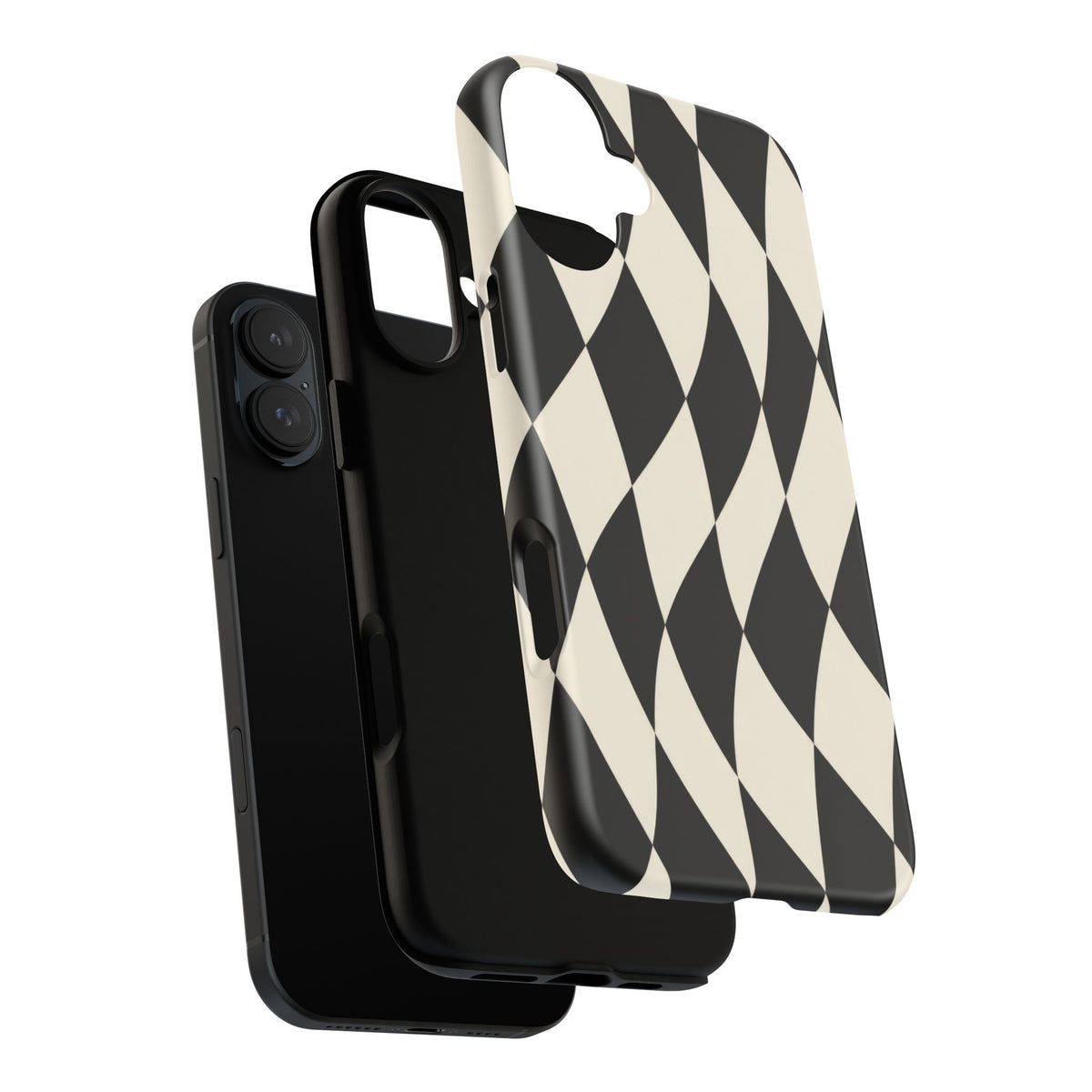 Harlequin Sway iPhone Tough Case | Black & White Harlequin