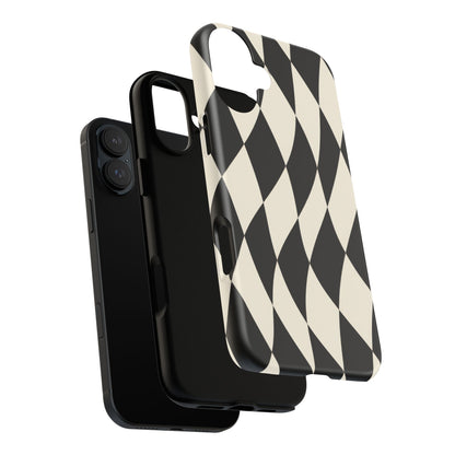 Harlequin Sway iPhone Tough Case | Black & White Harlequin