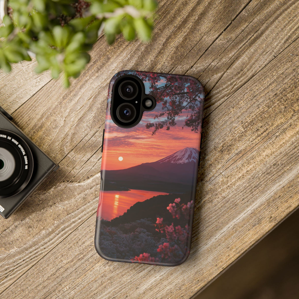 Fuji Moonlit Sakura iPhone Tough Phone Case
