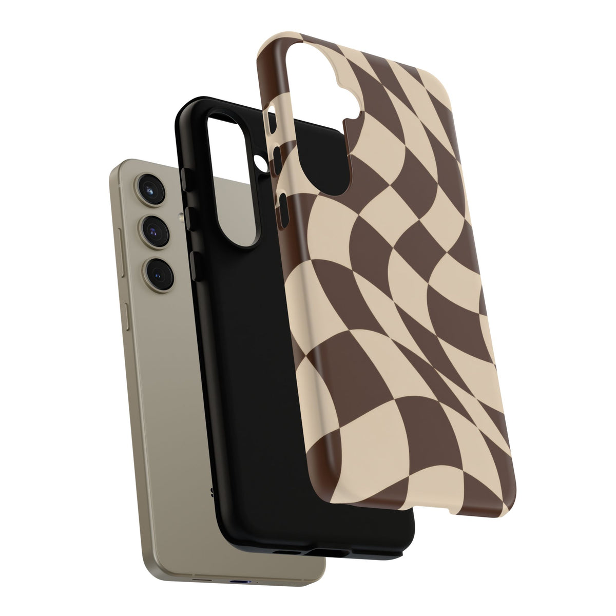 Espresso Wave Samsung Galaxy Tough Case | brown checkerboard
