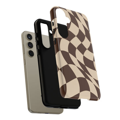Espresso Wave Samsung Galaxy Tough Case | brown checkerboard
