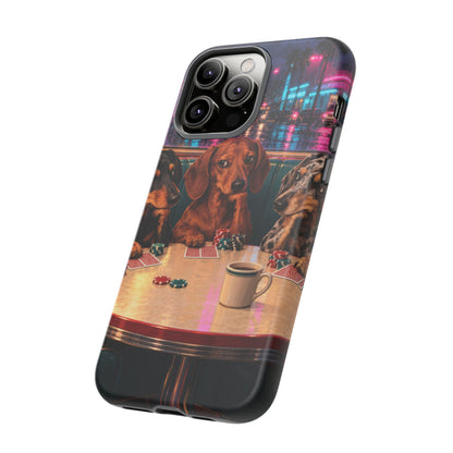 All-Night Aces iPhone Tough Case | dachshund poker