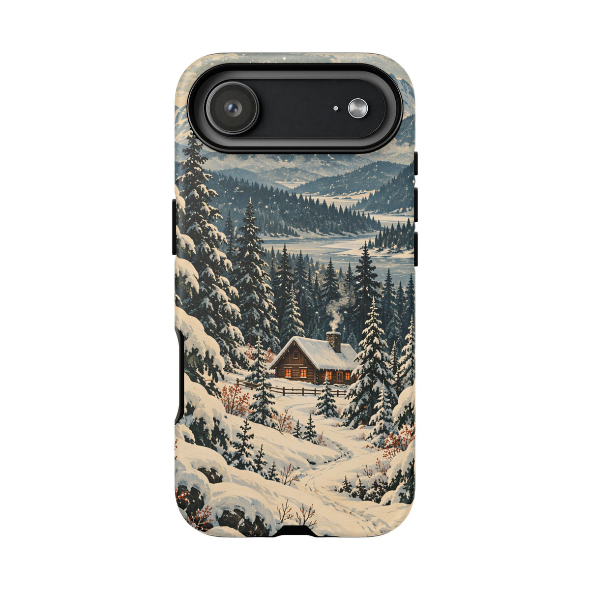 Vintage Winter Cabin Tough Phone Case