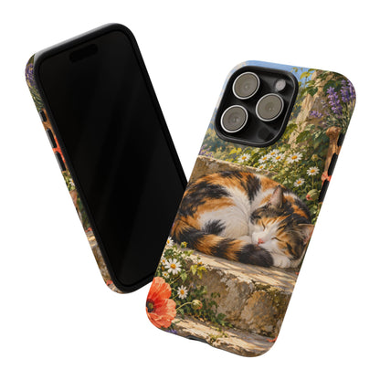 Garden Nap iPhone Tough Case | calico cat