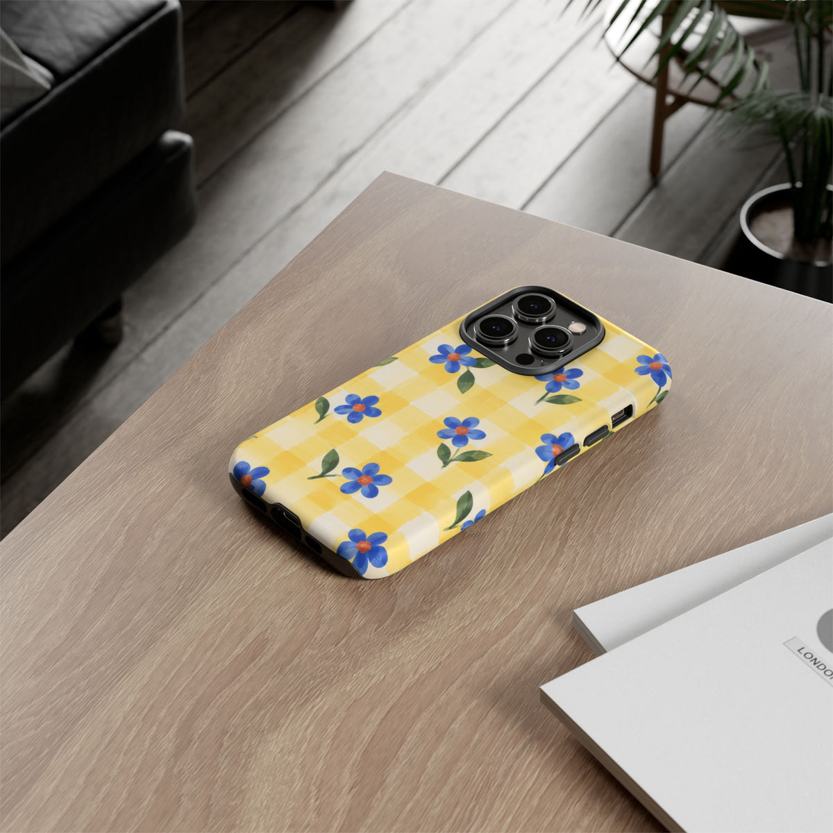 Buttercup Picnic iPhone Tough Case | yellow gingham