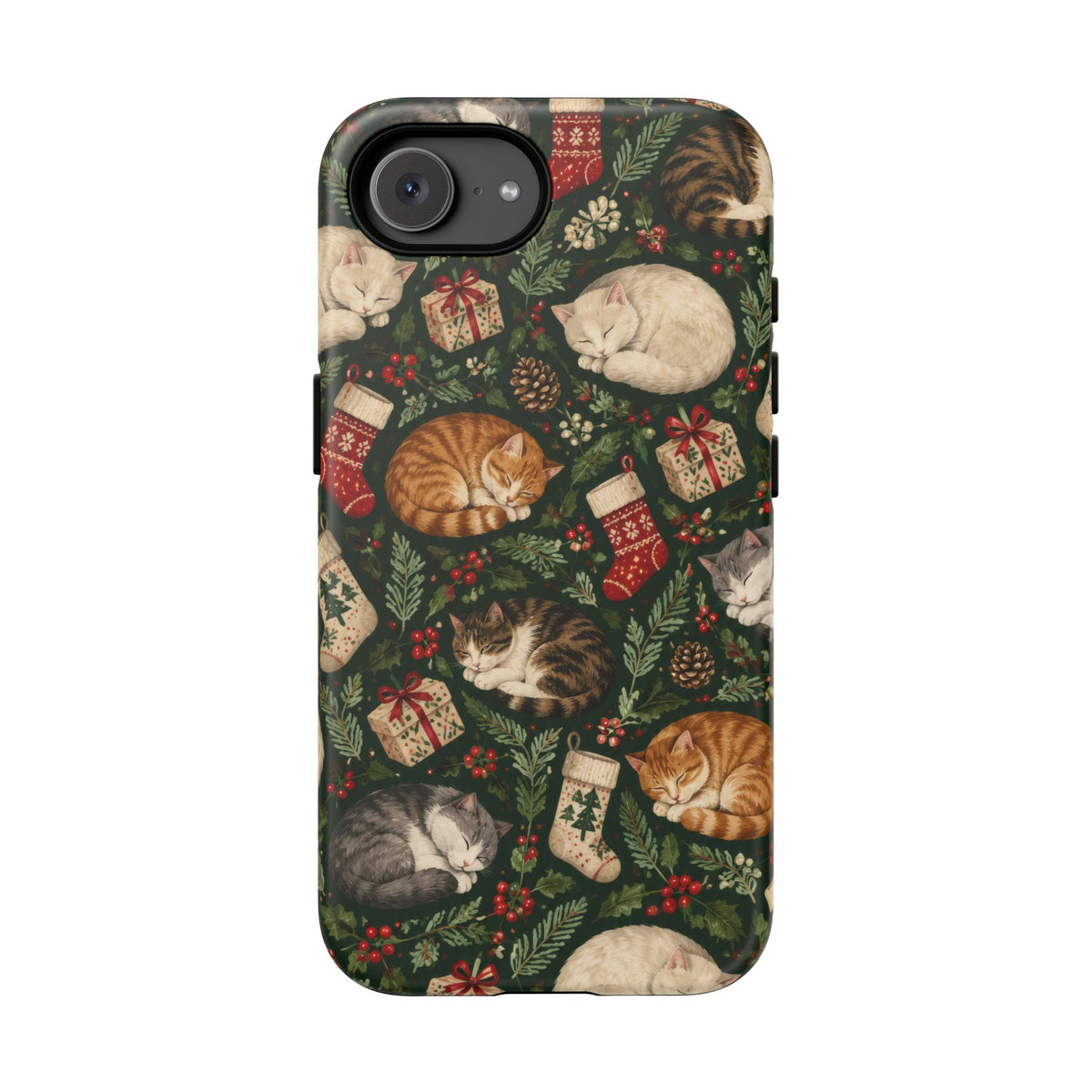 Christmas Cat Naps iPhone Tough Case | christmas cats