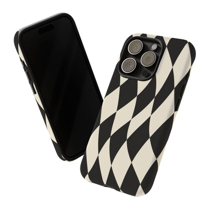 Harlequin Sway iPhone Tough Case | Black & White Harlequin