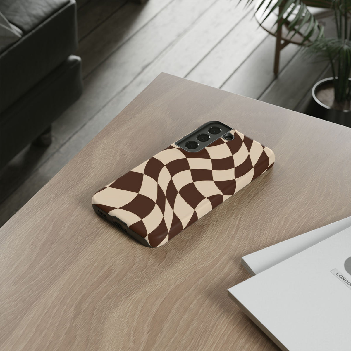 Espresso Wave Samsung Galaxy Tough Case | brown checkerboard