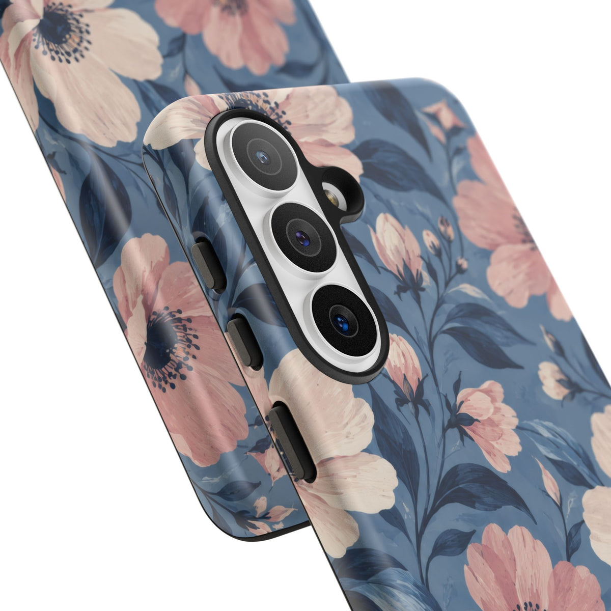 Dusk Blossom Samsung Galaxy Tough Case | Pink & Ivory Floral on Blue