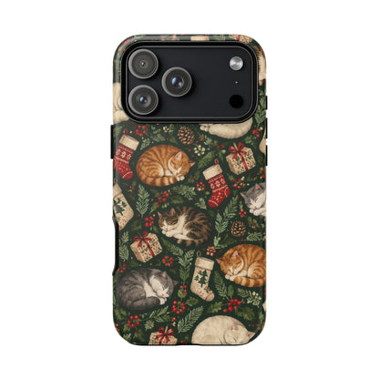Christmas Cat Naps iPhone Tough Case | christmas cats