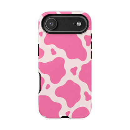 Strawberry Milk iPhone Tough Case | Pink Cow Print