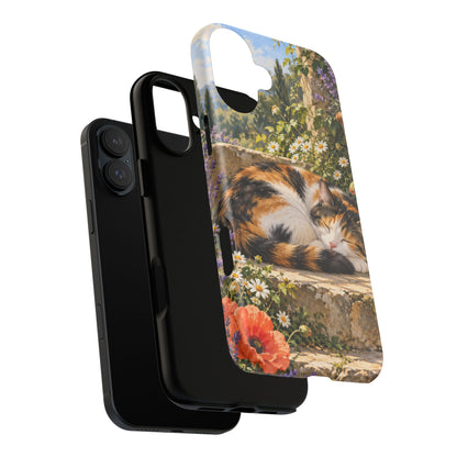Garden Nap iPhone Tough Case | calico cat