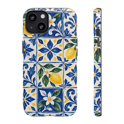 Blue Lemon Tile iPhone Tough Case | Azulejo Orchard