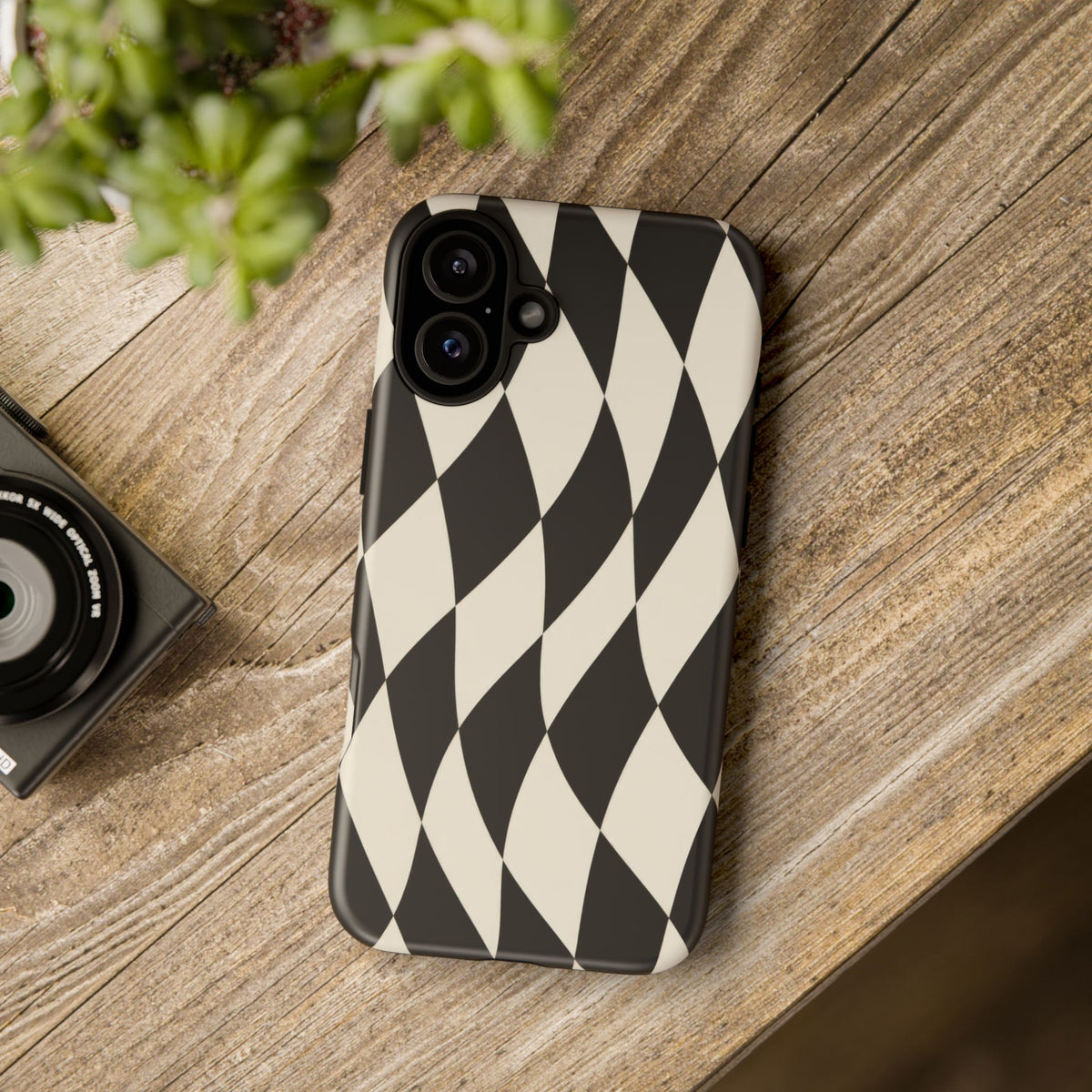 Harlequin Sway iPhone Tough Case | Black & White Harlequin