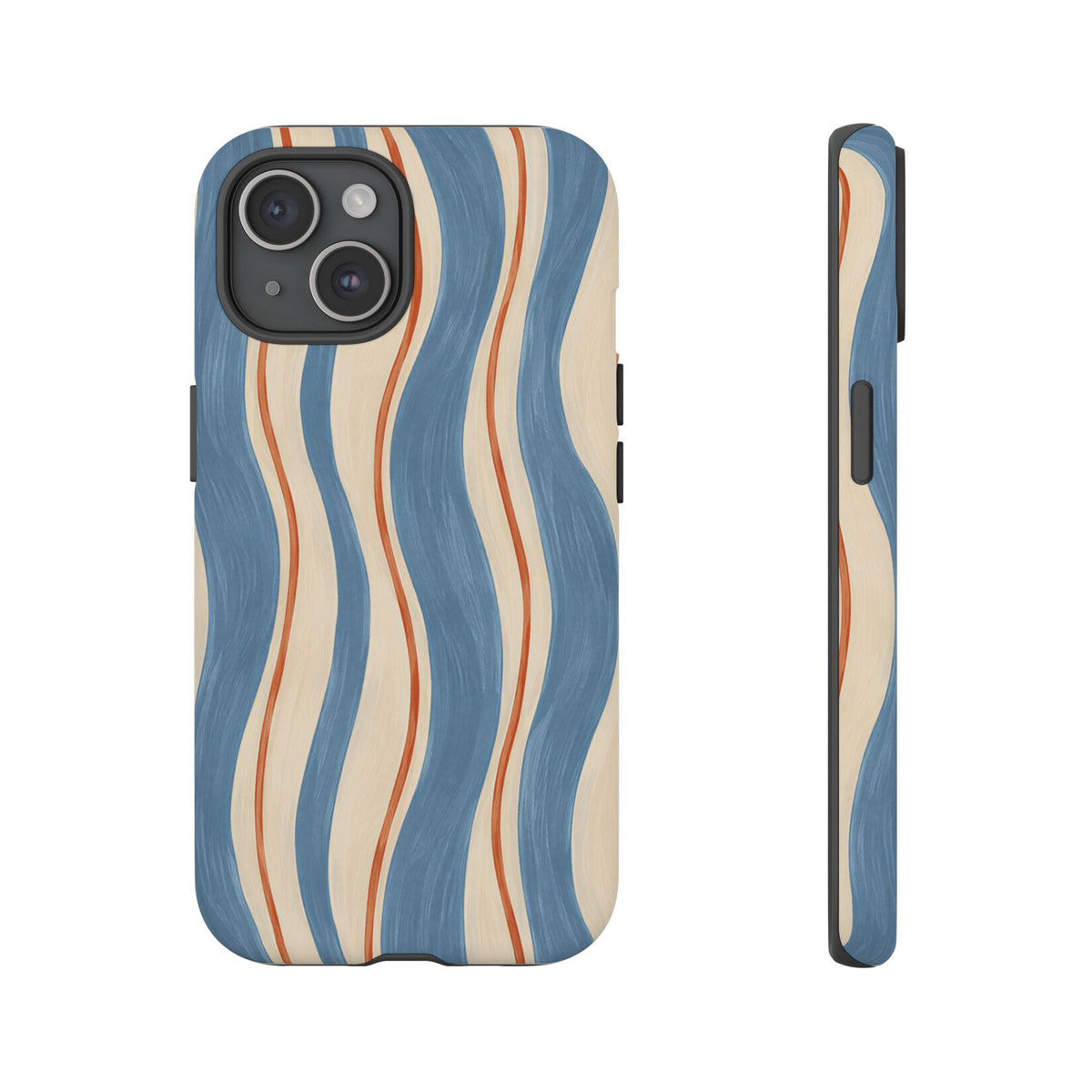 Blue Wavy Stripe iPhone Tough Case | Riviera Ribbons
