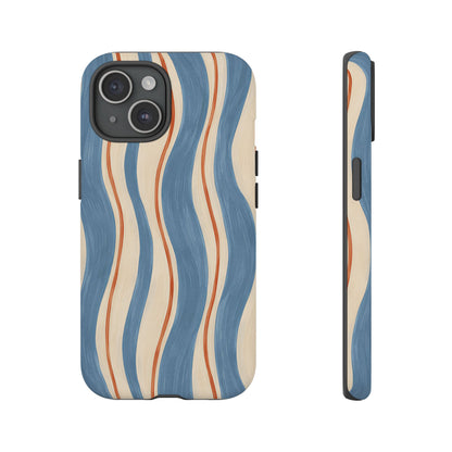 Blue Wavy Stripe iPhone Tough Case | Riviera Ribbons