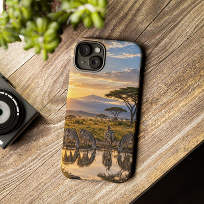 Zebra Water Mirror iPhone Tough Case | zebra safari