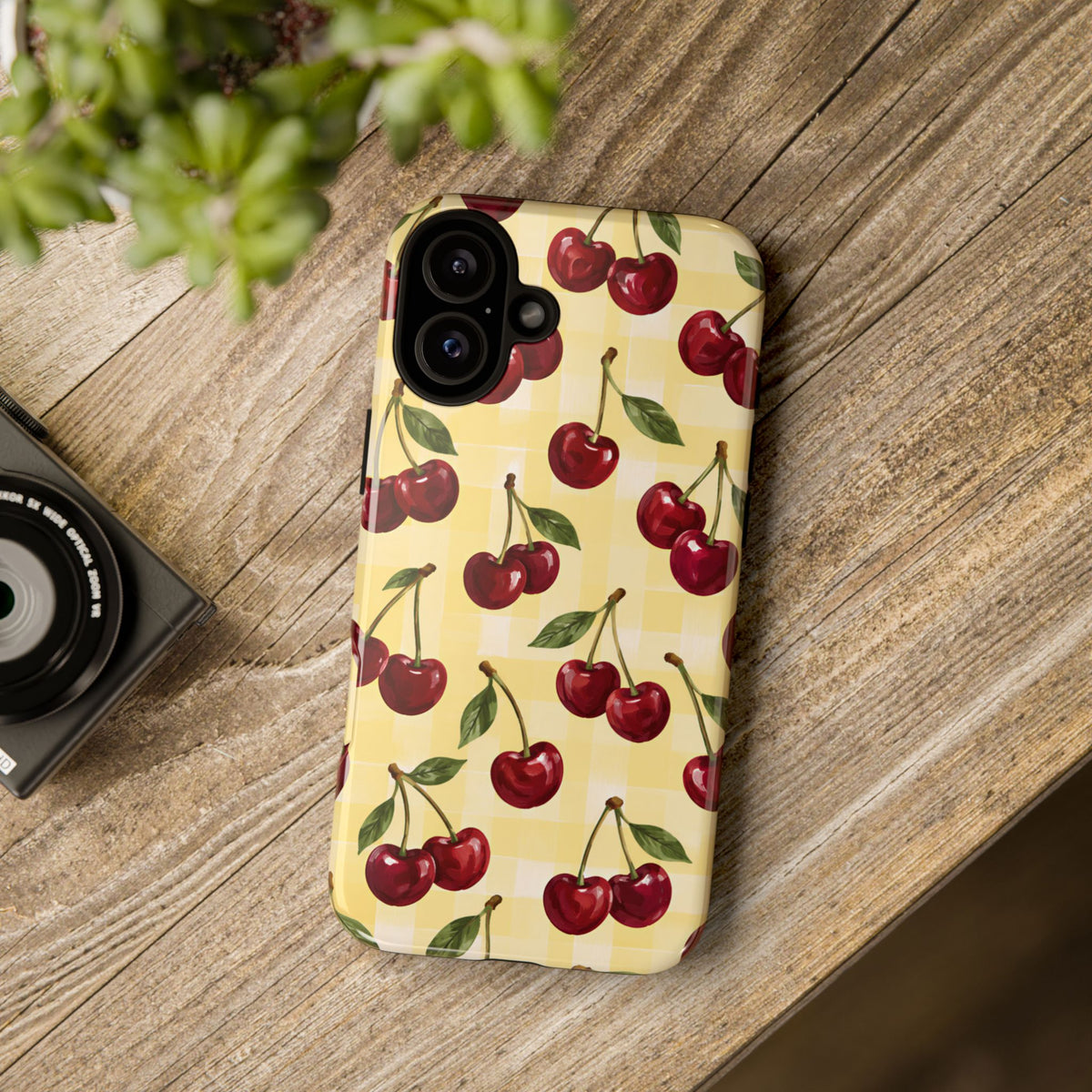 Cherry Gingham iPhone Tough Case | Cherry Picnic