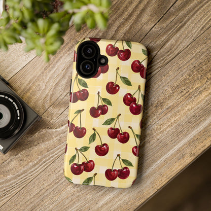 Cherry Gingham iPhone Tough Case | Cherry Picnic
