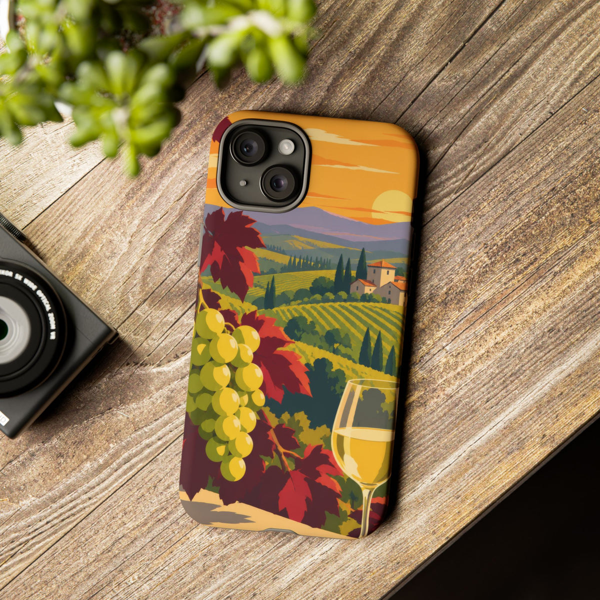 Wine & Grapes — Golden Vintage iPhone Tough Case | wine grapes