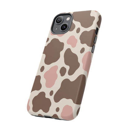 Mocha Blush iPhone Tough Case | Brown & Pink Cow Print
