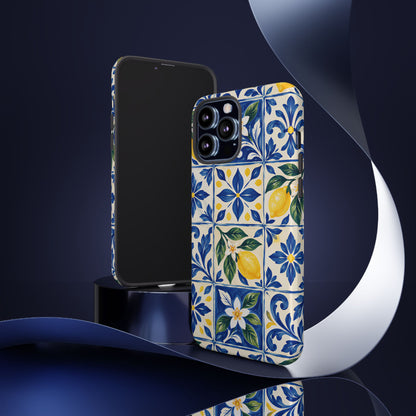 Blue Lemon Tile iPhone Tough Case | Azulejo Orchard