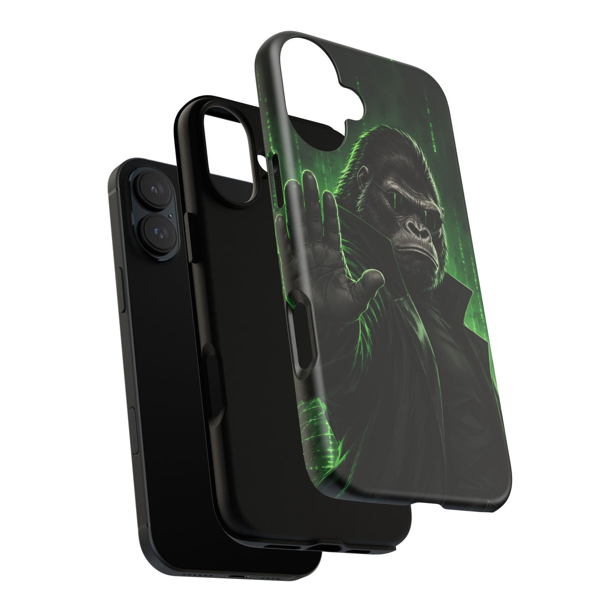 Cyberpunk Gorilla iPhone Tough Case | Neon Code Silverback