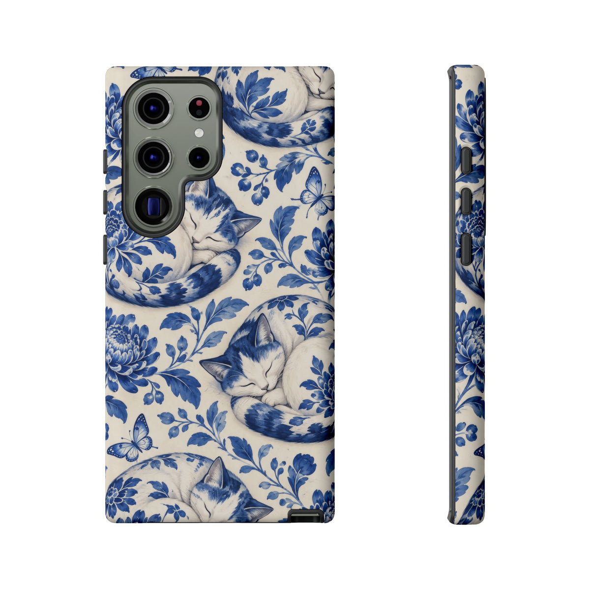 Porcelain Paws Samsung Galaxy Tough Case | blue cat pattern