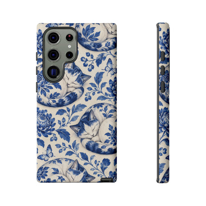 Porcelain Paws Samsung Galaxy Tough Case | blue cat pattern