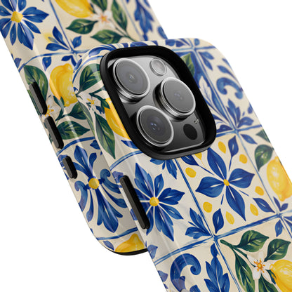 Blue Lemon Tile iPhone Tough Case | Azulejo Orchard