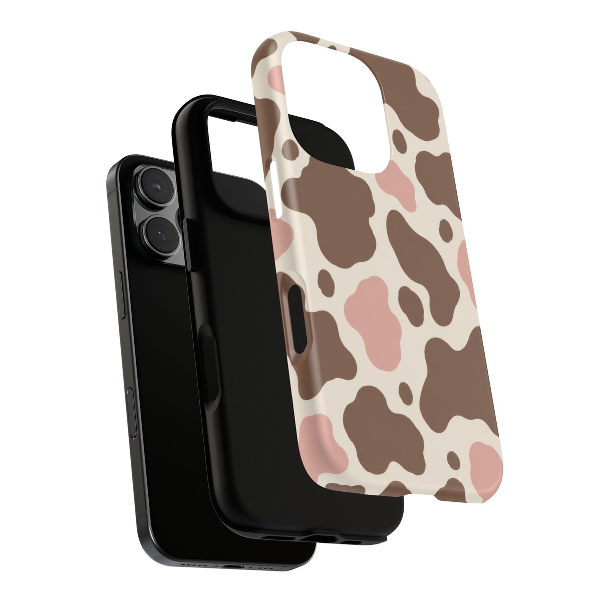 Mocha Blush iPhone Tough Case | Brown & Pink Cow Print