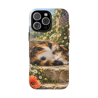 Garden Nap iPhone Tough Case | calico cat
