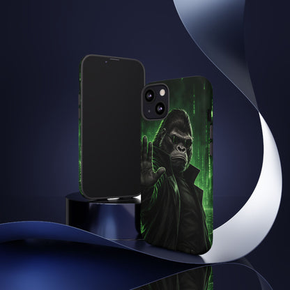 Cyberpunk Gorilla iPhone Tough Case | Neon Code Silverback