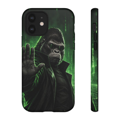Cyberpunk Gorilla iPhone Tough Case | Neon Code Silverback
