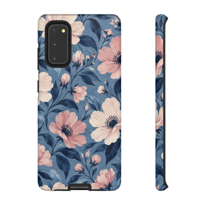 Dusk Blossom Samsung Galaxy Tough Case | Pink & Ivory Floral on Blue
